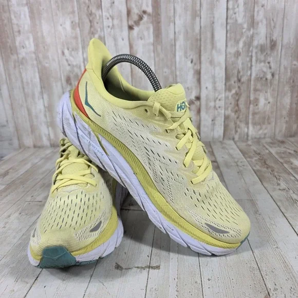 Hoka Clifton 8 Women's Running Shoes Lemon Yellow Teal Size 9B 1119394 - Picture 6 of 8